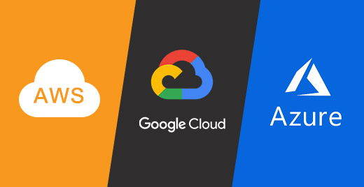 Cloud Service Logos: AWS, Google Cloud, Azure